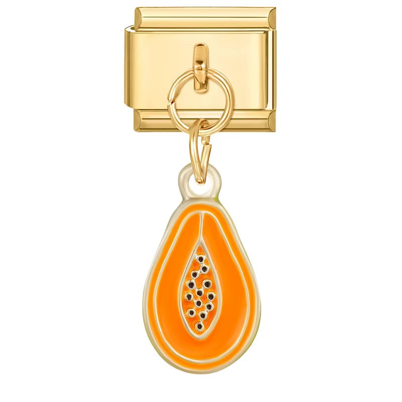 Papaya Pendant Italian Charm Italian charm bracelet link in stainless steel