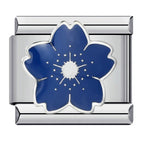 Blue Flower Italian Charm Italian charm bracelet link in stainless steel