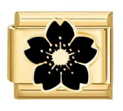 BLACK FLOWER ITALIAN CHARM