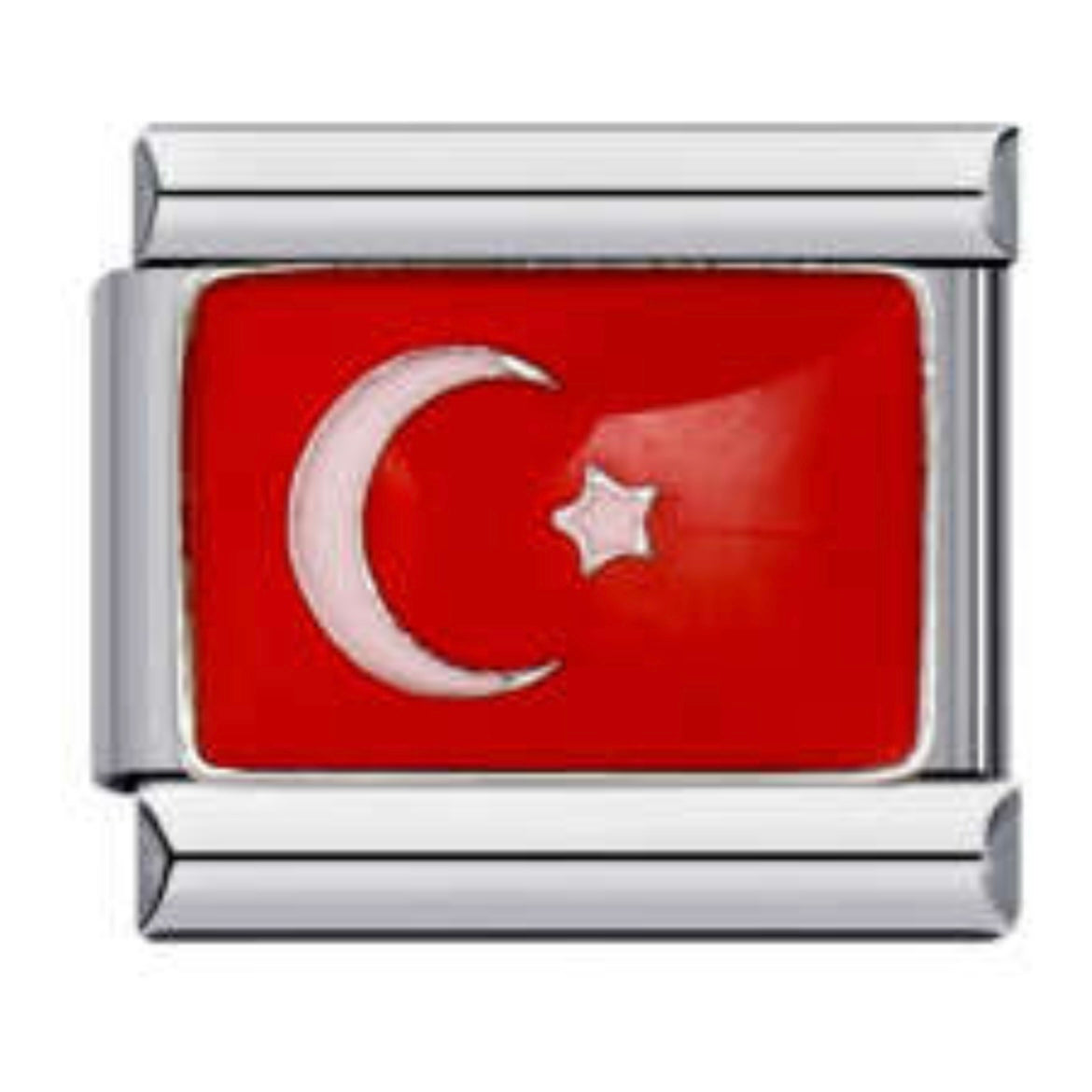 Turkey Flag Italian Charm Italian charm bracelet link in stainless steel