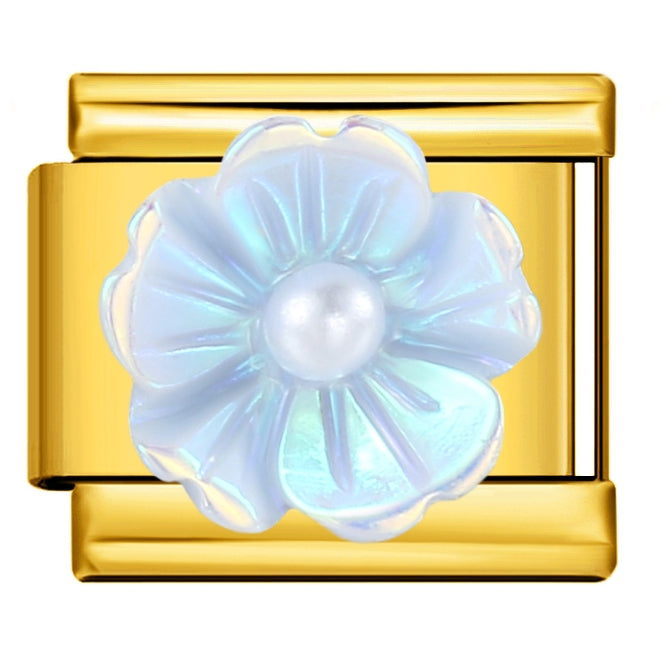 BLUE 3D FLOWER ITALIAN CHARM