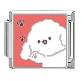 Dog Waving Italian Charm Italian charm bracelet link in stainless steel