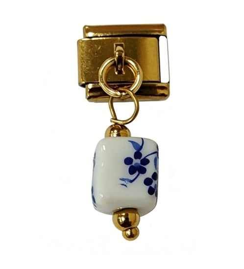 FLORAL PORCELAIN PENDANT ITALIAN CHARM