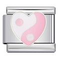 Pink Yin Yang Heart Italian Charm Italian charm bracelet link in stainless steel