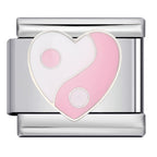 Pink Yin Yang Heart Italian Charm Italian charm bracelet link in stainless steel