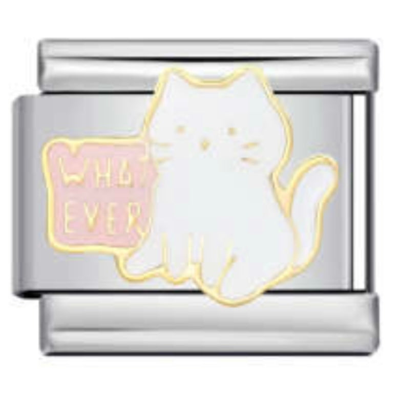 Whatever Cat Italian Charm Italian charm bracelet link in stainless steel