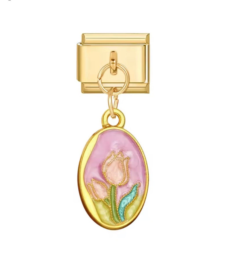 TULIP PORTRAIT PENDANT ITALIAN CHARM