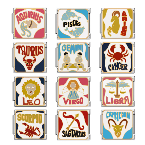 Zodiac Italian Charms Italian charm bracelet link in stainless steel