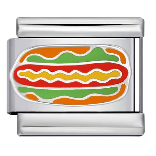 Hot Dog Italian Charm Italian charm bracelet link in stainless steel