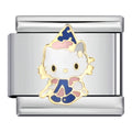 Wizard Kitty Italian Charm Italian charm bracelet link in stainless steel