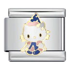 Wizard Kitty Italian Charm Italian charm bracelet link in stainless steel