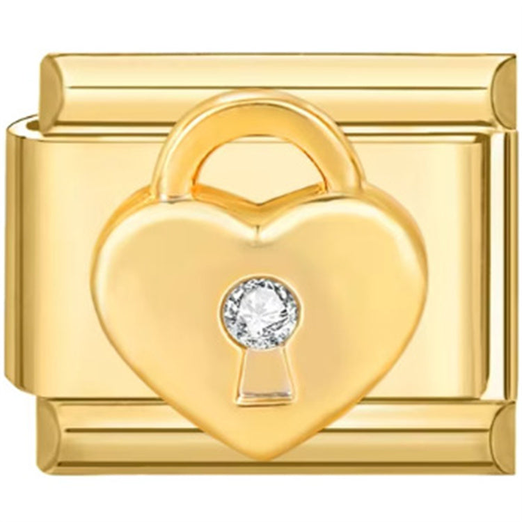 3D Heart Lockette Italian Charm Italian charm bracelet link in stainless steel