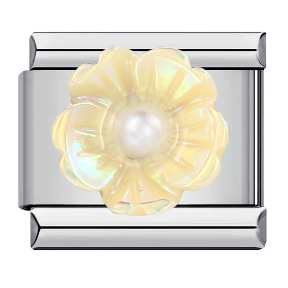 Yellow 3D Flower Italian Charm Italian charm bracelet link in stainless steel