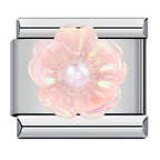 Pink 3D Flower Italian Charm Italian charm bracelet link in stainless steel