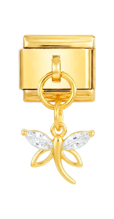 Dragonfly Pendant Italian Charm Italian charm bracelet link in stainless steel