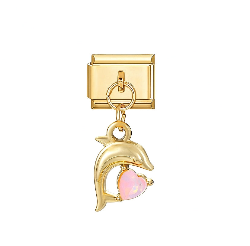 DOLPHIN HEART PENDANT ITALIAN CHARM