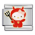 Devil Kitty Italian Charm Italian charm bracelet link in stainless steel