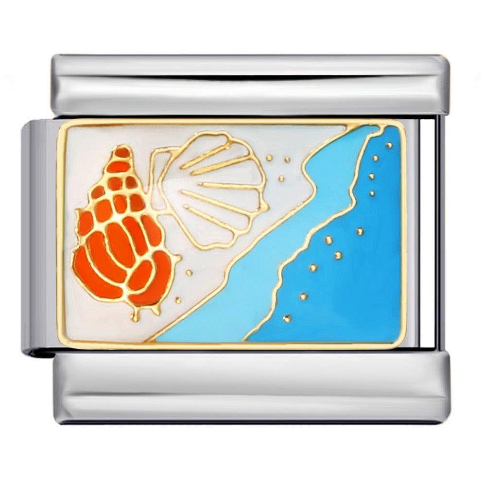 Beach Shore Italian Charm Italian charm bracelet link in stainless steel