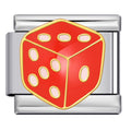 Red Dice Italian Charm Italian charm bracelet link in stainless steel