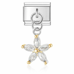 Flower Pendant Italian Charm Italian charm bracelet link in stainless steel