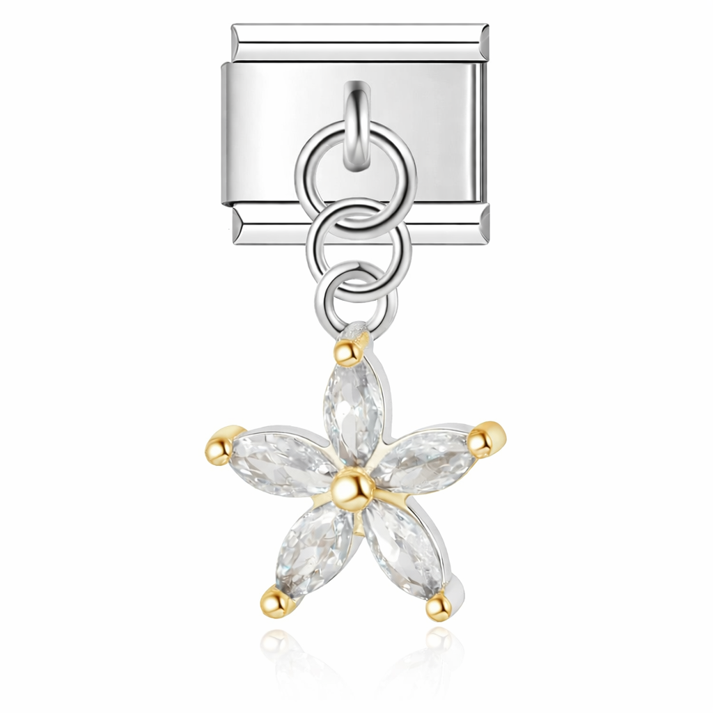 Flower Pendant Italian Charm Italian charm bracelet link in stainless steel