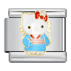 Kimono Kitty Italian Charm Italian charm bracelet link in stainless steel