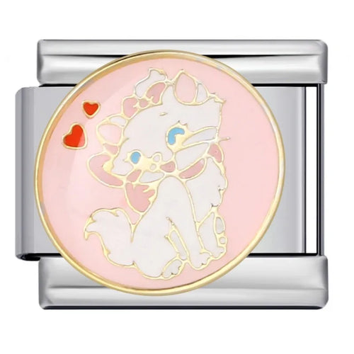 Cartoon Cat Italian Charm Italian charm bracelet link in stainless steel