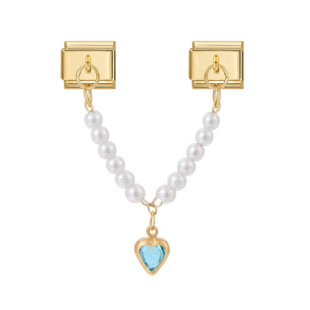 PEARL HEART CHAIN PENDANT ITALIAN CHARM