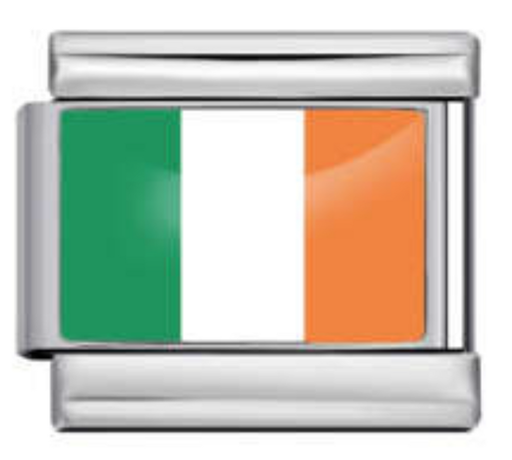 Ireland Flag Italian Charm Italian charm bracelet link in stainless steel