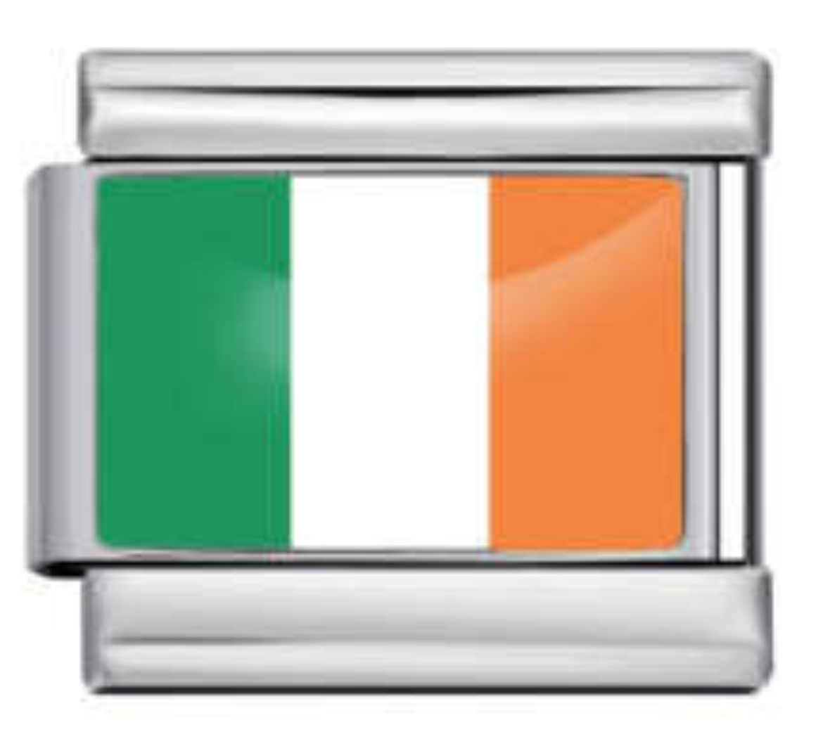 Ireland Flag Italian Charm Italian charm bracelet link in stainless steel