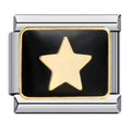 Black And Gold Star Italian Charm Italian charm bracelet link in stainless steel