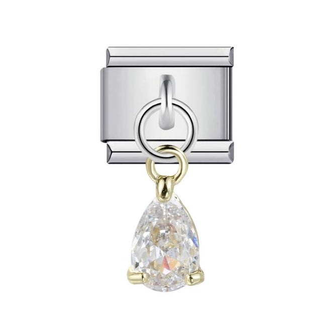 TEAR DROP GEM PENDANT ITALIAN CHARM