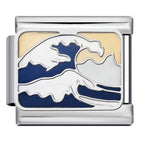 Waves Italian Charm Italian charm bracelet link in stainless steel