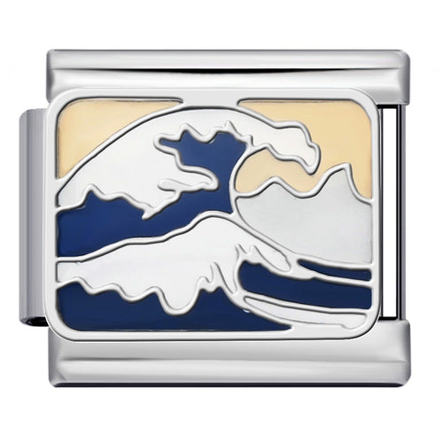 Waves Italian Charm Italian charm bracelet link in stainless steel