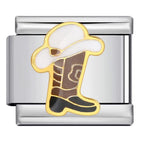 Cowboy Boot Italian Charm Italian charm bracelet link in stainless steel