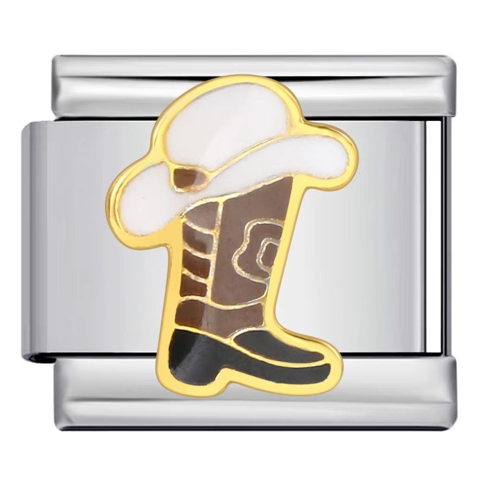 Cowboy Boot Italian Charm Italian charm bracelet link in stainless steel