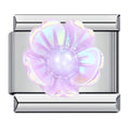Purple 3D Flower Italian Charm Italian charm bracelet link in stainless steel