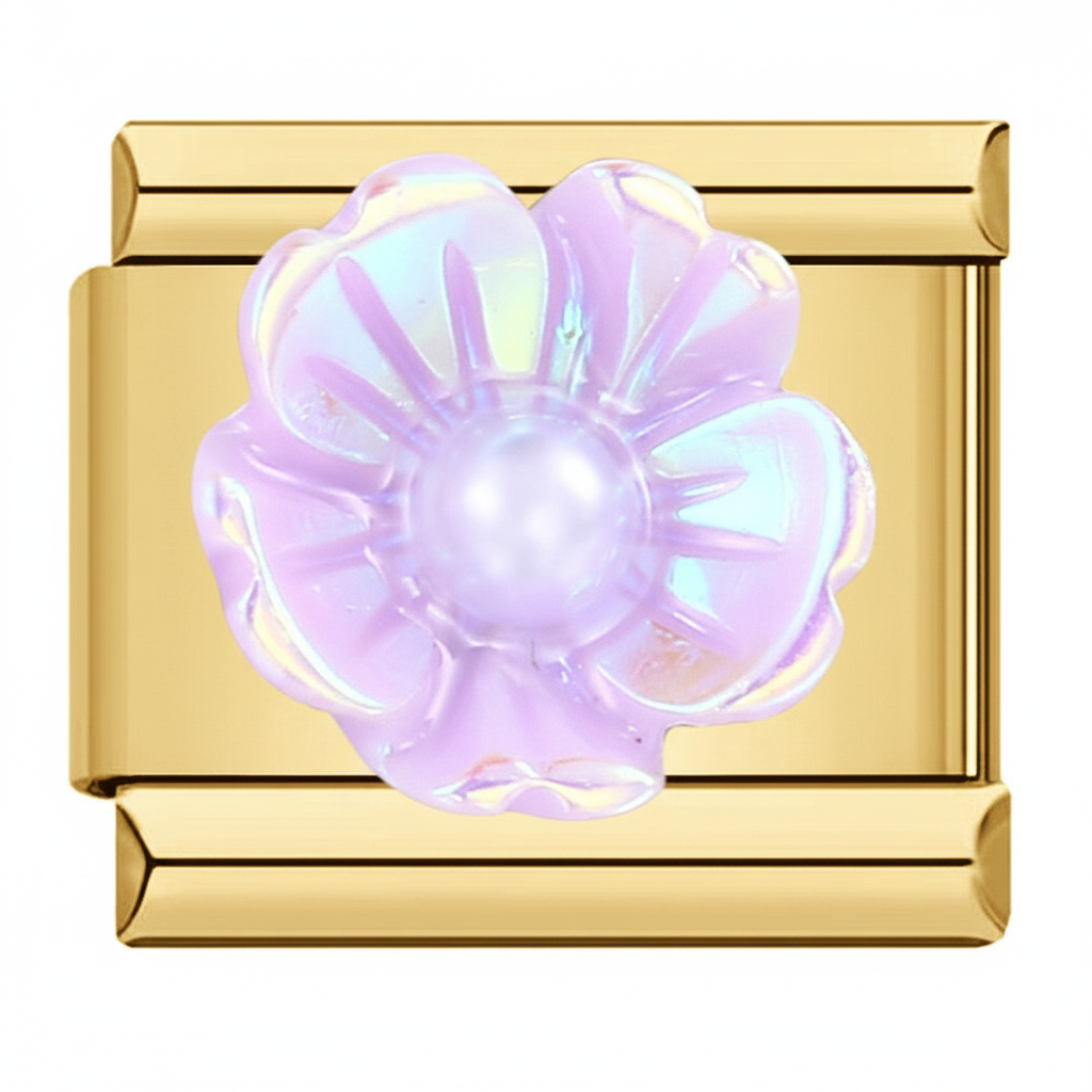 PURPLE 3D FLOWER ITALIAN CHARM
