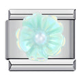 Teal 3D Flower Italian Charm Italian charm bracelet link in stainless steel