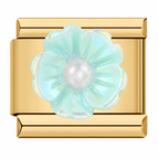 TEAL 3D FLOWER ITALIAN CHARM