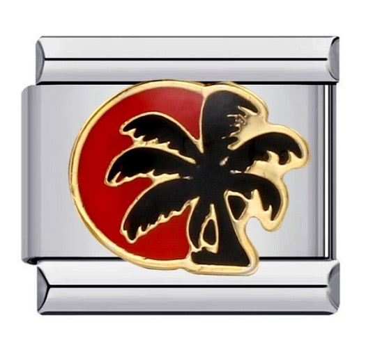 PALM TREE WITH RED SUN CHARM