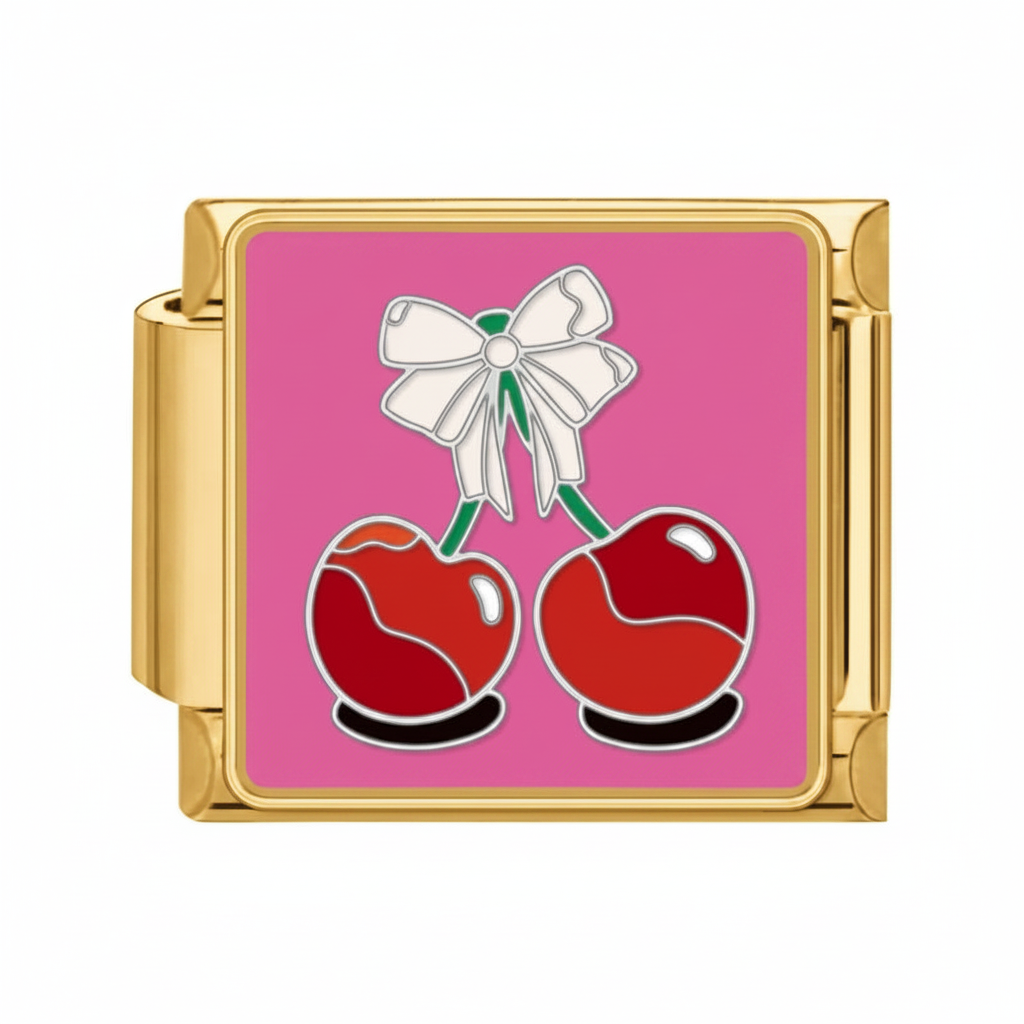 WHITE BOW CHERRY ITALIAN CHARM