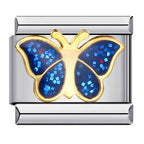 Blue Butterfly Italian Charm Italian charm bracelet link in stainless steel