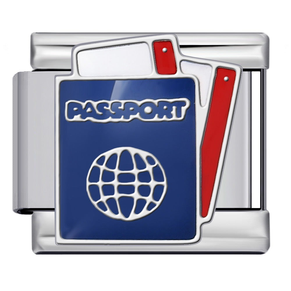 Passport Italian Charm Italian charm bracelet link in stainless steel