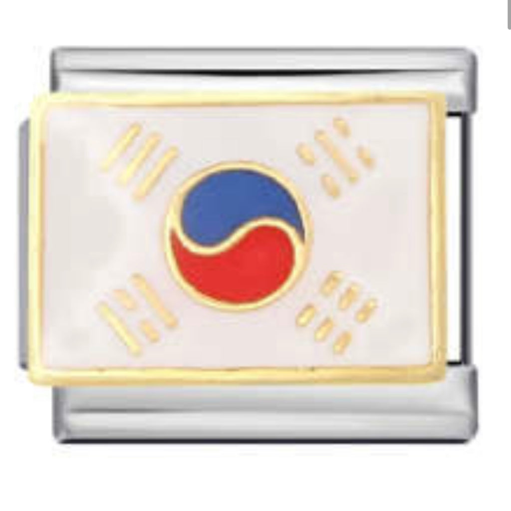Korea Flag Italian Charm Italian charm bracelet link in stainless steel