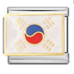 Korea Flag Italian Charm Italian charm bracelet link in stainless steel