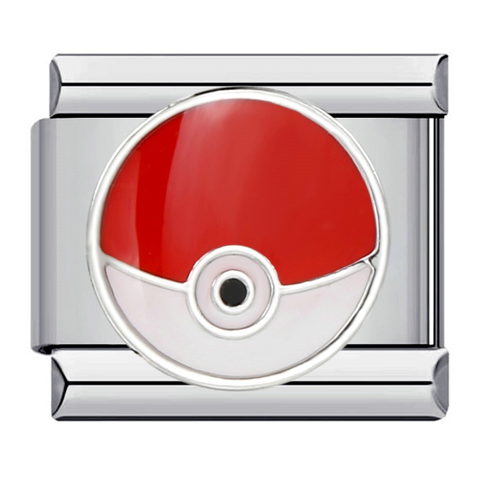Poke Ball Italian Charm Italian charm bracelet link in stainless steel