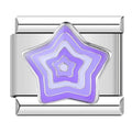 Purple Aura Star Italian Charm Italian charm bracelet link in stainless steel