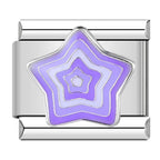 Purple Aura Star Italian Charm Italian charm bracelet link in stainless steel