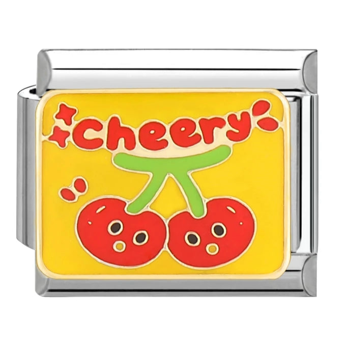Cheery Cherry Italian Charm Italian charm bracelet link in stainless steel